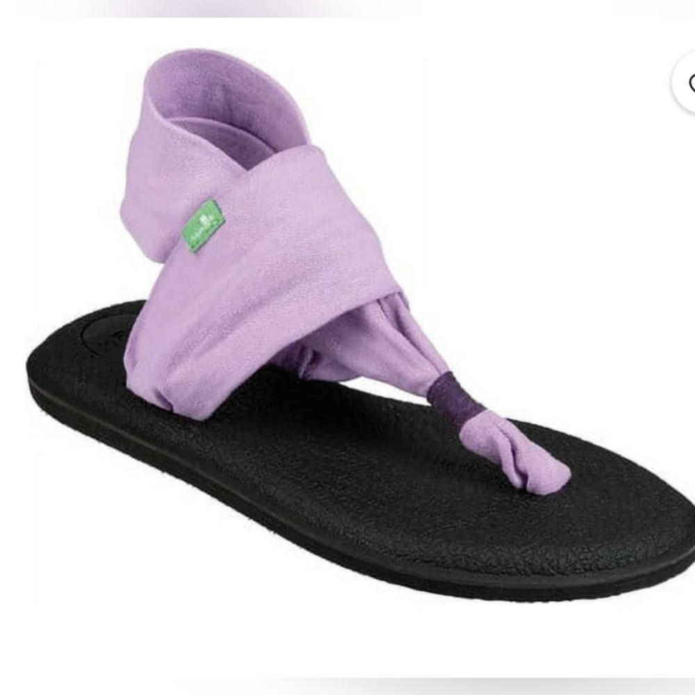 SANUK* NWOT lavender yoga sandals rubber sole stretch fabric ankle/foot straps